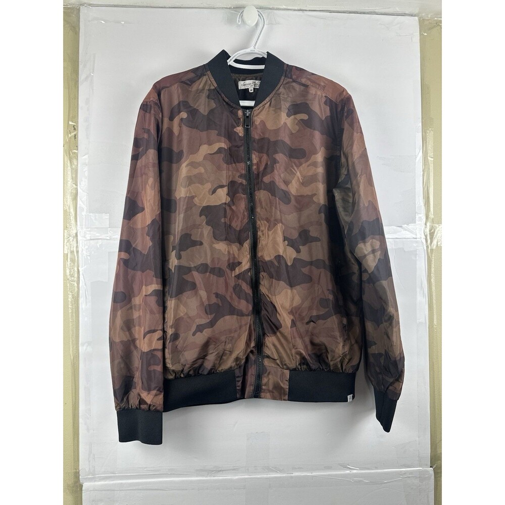 Sovereign Code Largo Bomber Jacket Mens M Brown Camo Full Zip Lined Lightweight